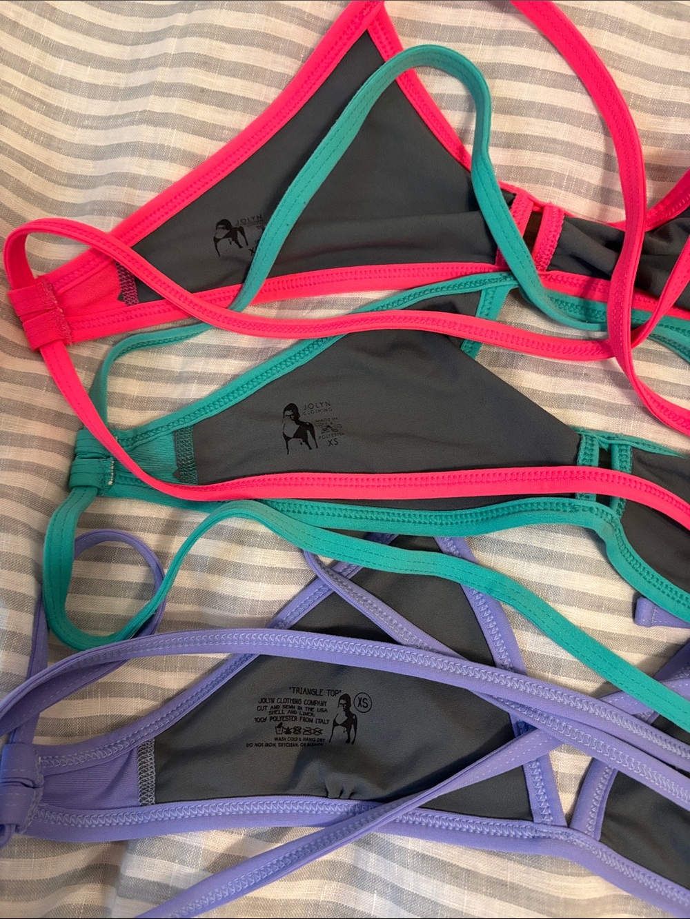 Jolyn Bikini Tops - Pink, Teal, Lavender - Picture 2 of 2